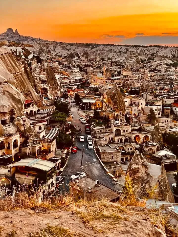 Goreme town and cave buildings in Cappadocia