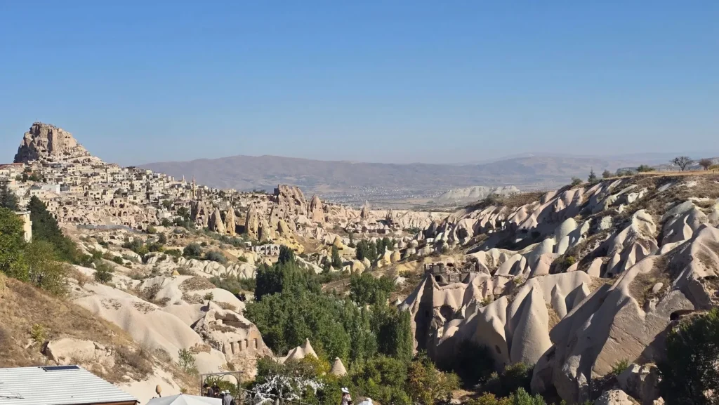 Pigeon Valley landscape with Uchisar Castle in the distance